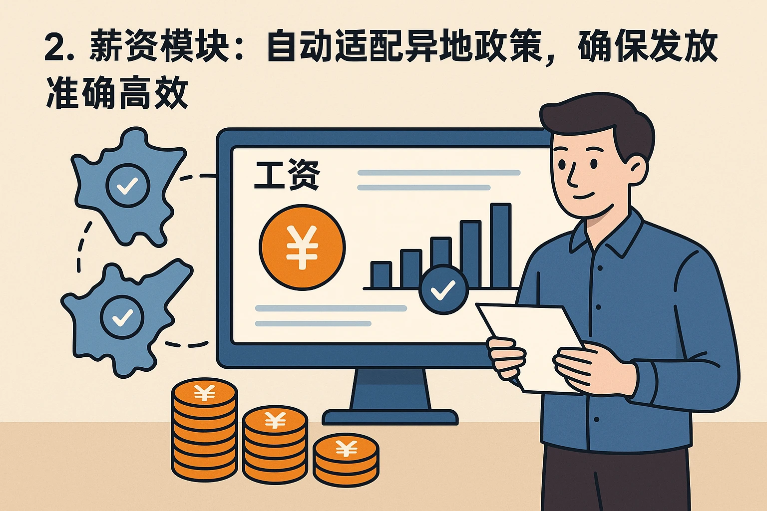 2. 薪资模块：自动适配异地政策，确保发放准确高效