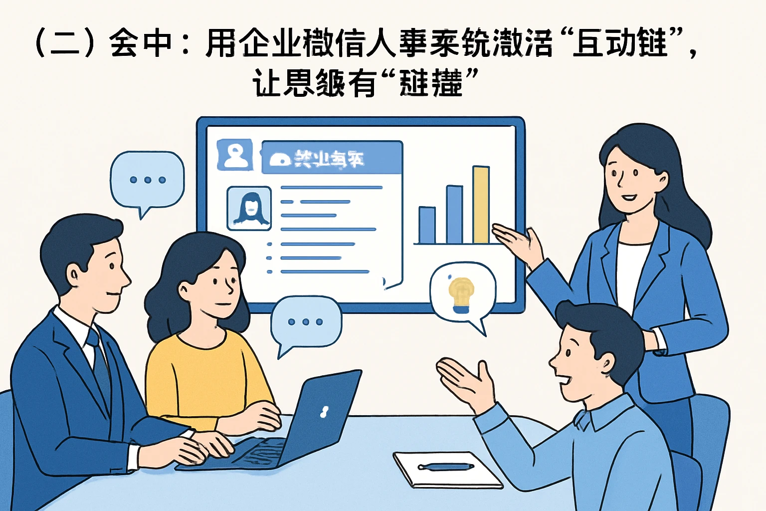 （二）会中：用企业微信人事系统激活“互动链”，让思想有“碰撞”