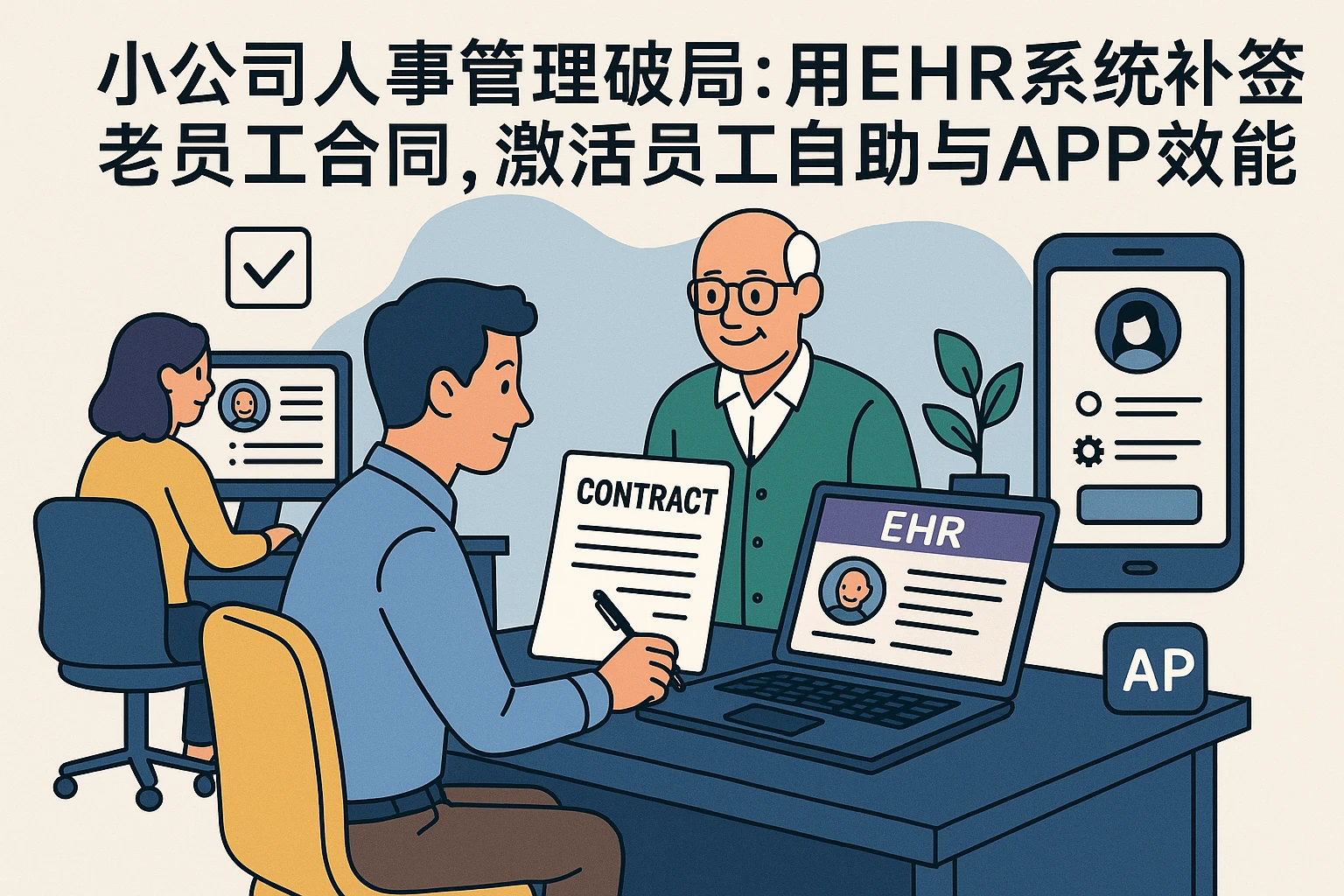 小公司人事管理破局：用ehr系统补签老员工合同，激活员工自助与APP效能