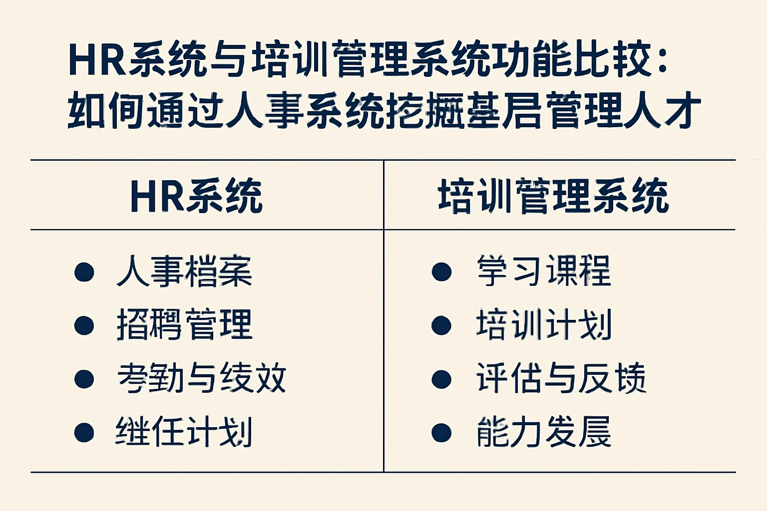 HR系统与培训管理系统功能比较：如何通过人事系统挖掘基层管理人才