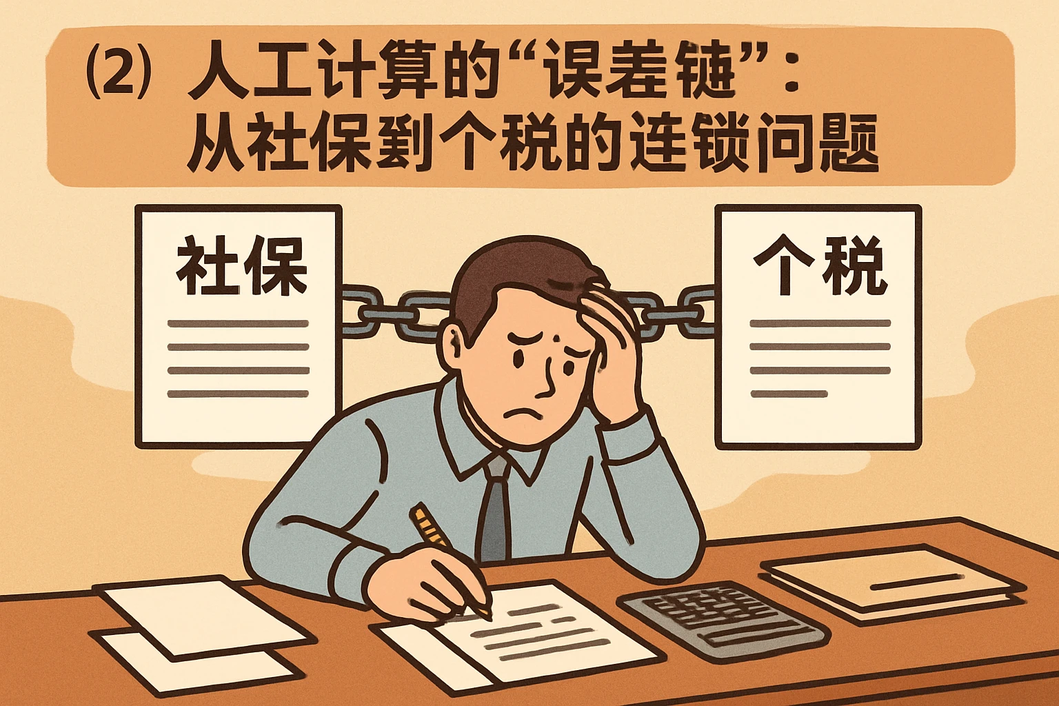 （2）人工计算的“误差链”：从社保到个税的连锁问题