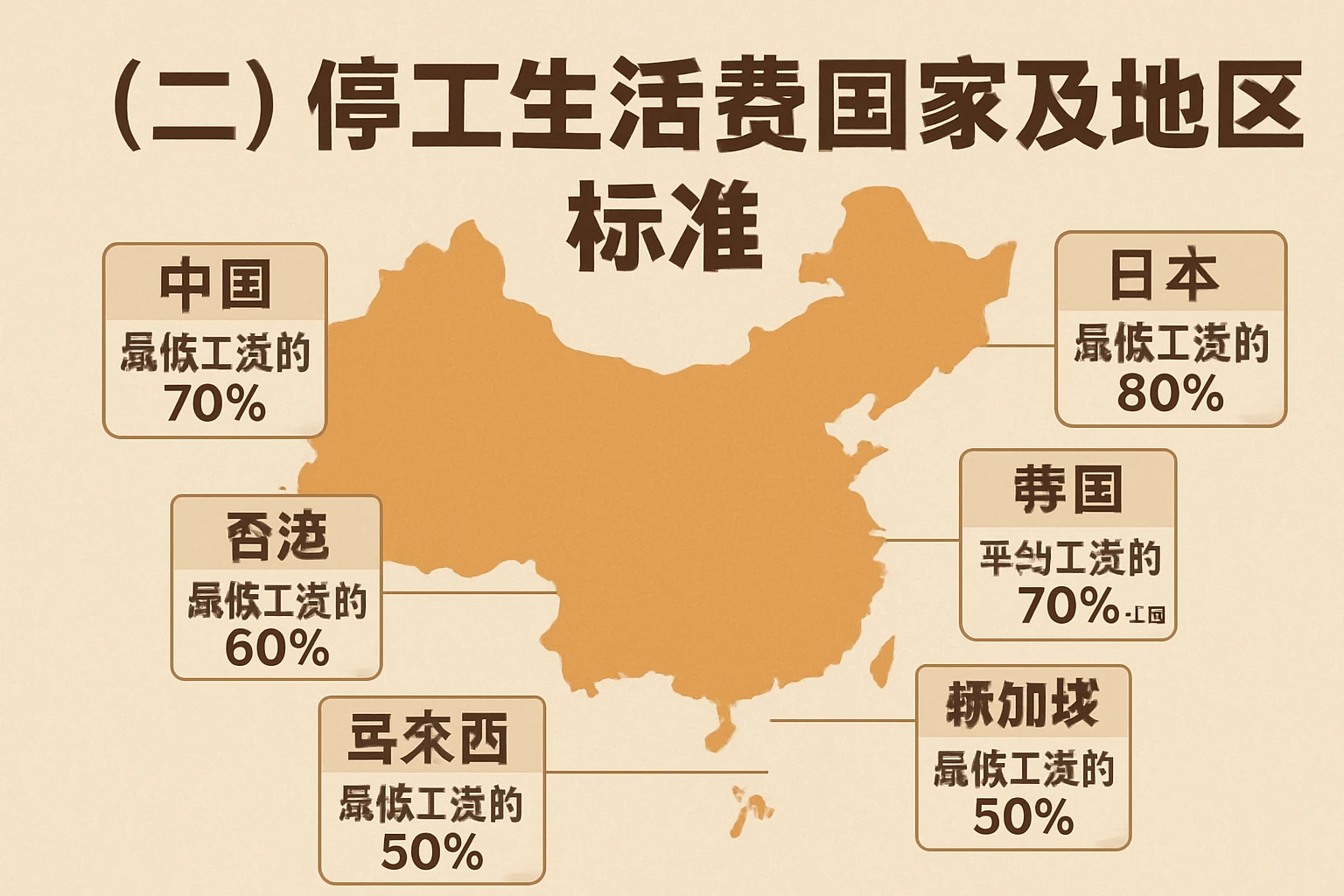（二）停工生活费的国家及地区标准