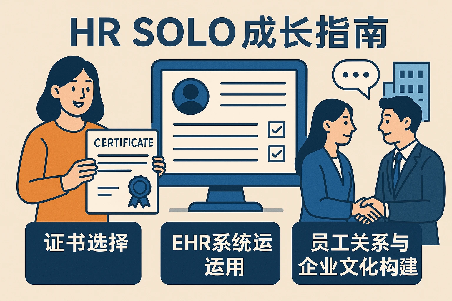 HR solo成长指南：证书选择、EHR系统运用与员工关系企业文化构建