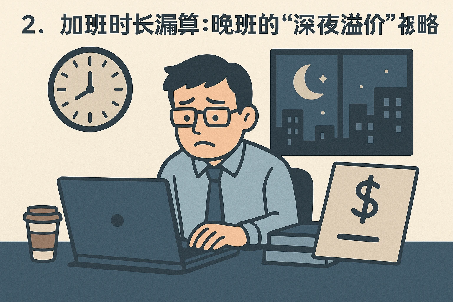 2. 加班时长漏算：晚班的“深夜溢价”被忽略