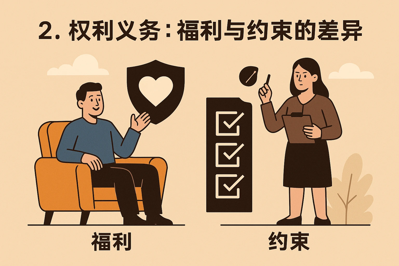 2. 权利义务:福利与约束的差异