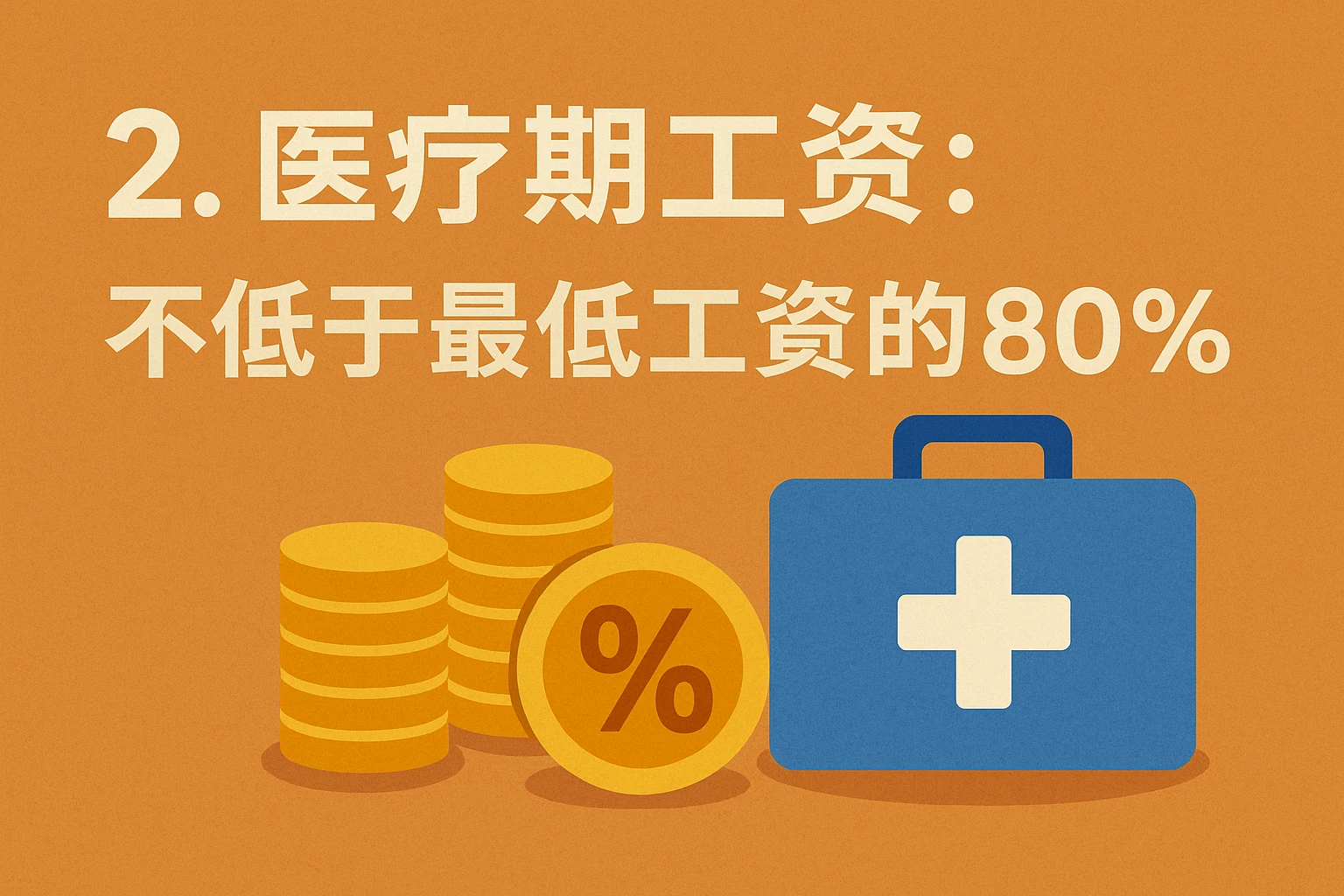 2. 医疗期工资：不低于最低工资的80%