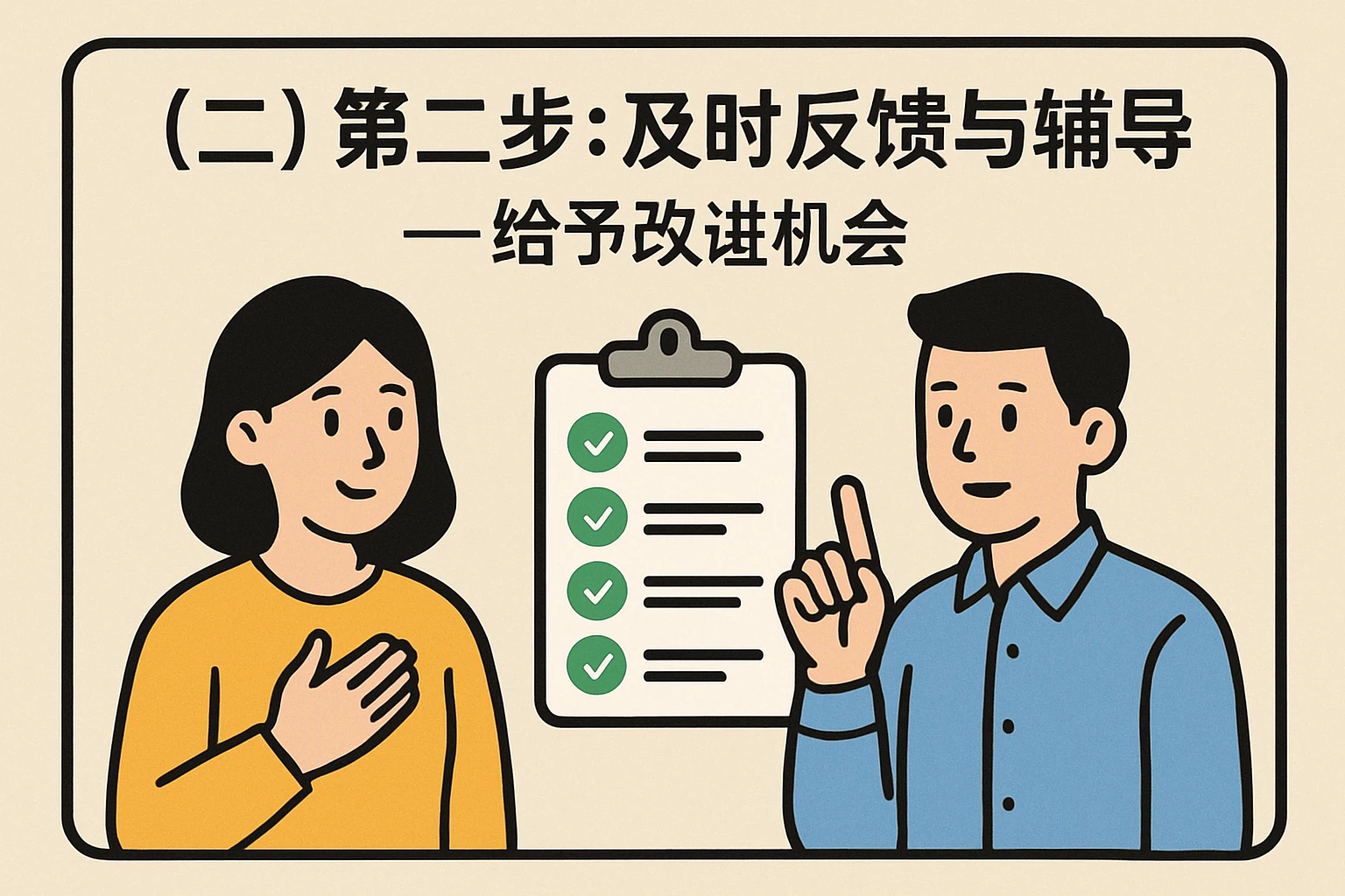 (二)第二步:及时反馈与辅导——给予改进机会