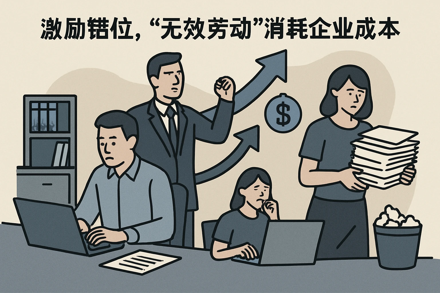 2. 激励错位，“无效劳动”消耗企业成本