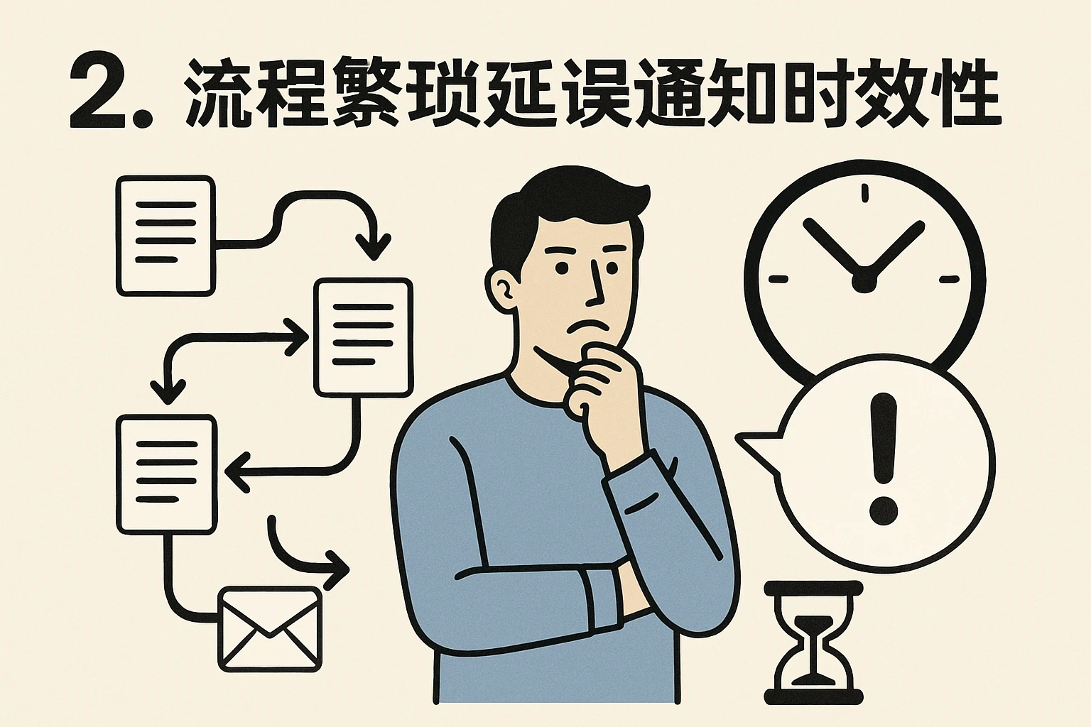 2. 流程繁琐延误通知时效性
