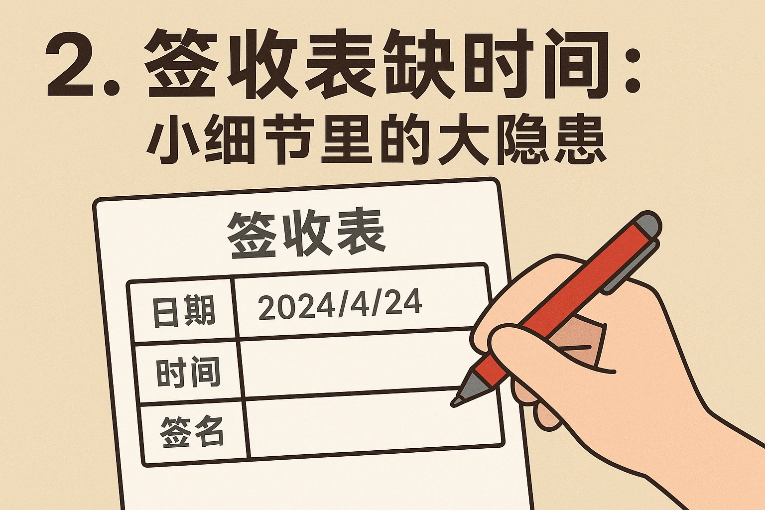 2. 签收表缺时间:小细节里的大隐患