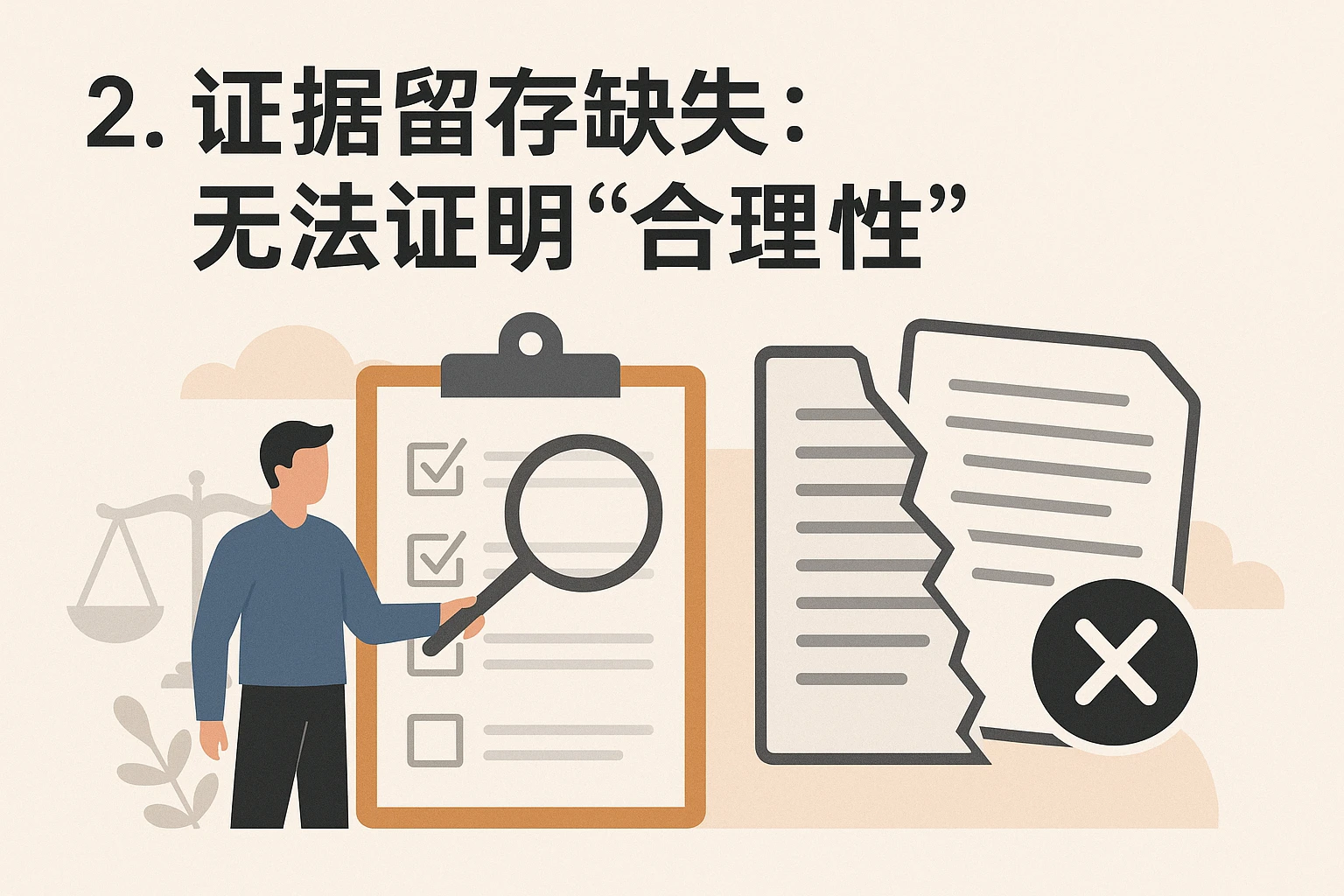 2. 证据留存缺失：无法证明“合理性”