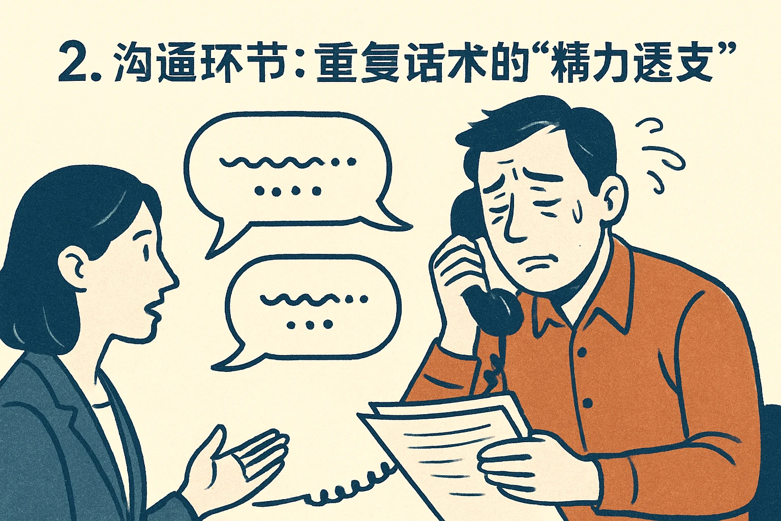 2. 沟通环节:重复话术的“精力透支”