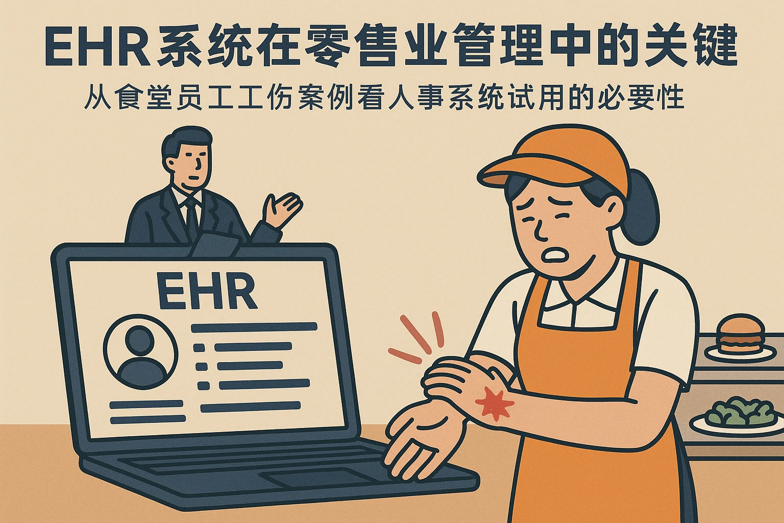 EHR系统在零售业人事管理中的关键作用——从食堂员工工伤案例看人事系统试用的必要性