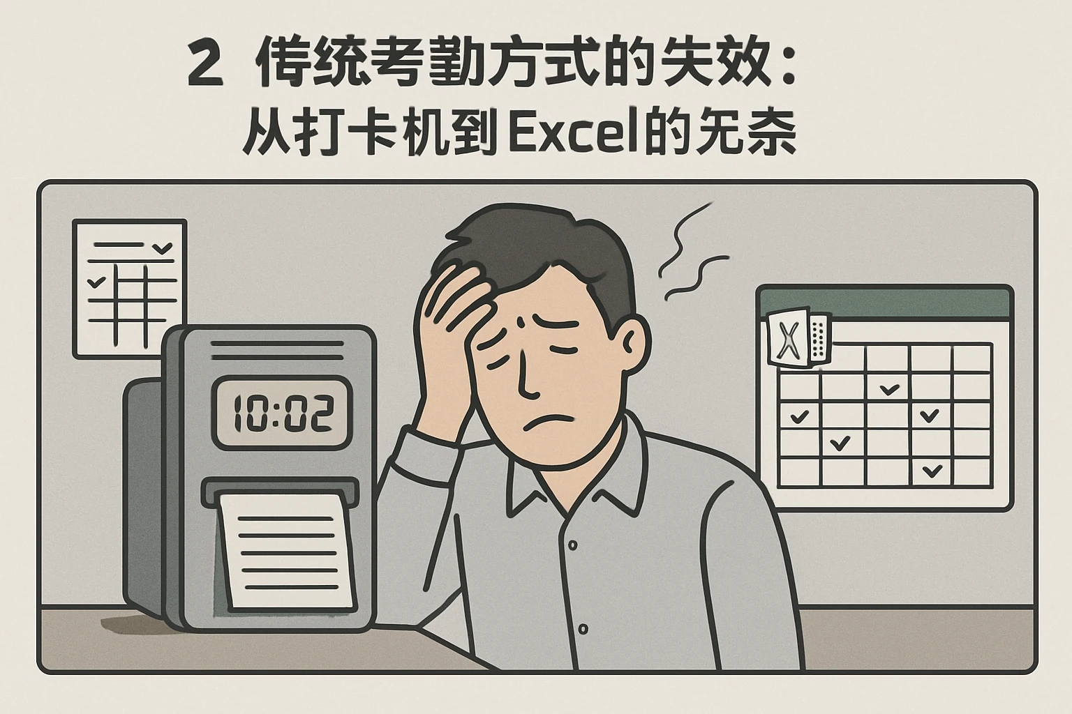 1.2 传统考勤方式的失效:从打卡机到Excel的无奈