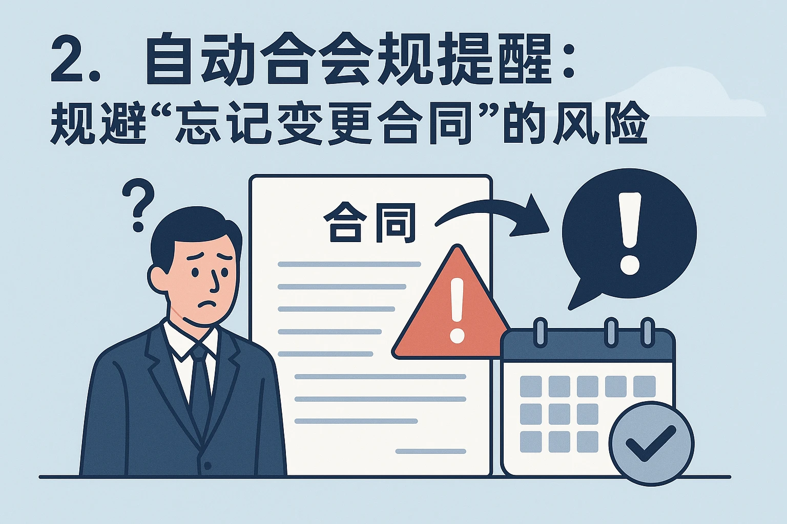 2. 自动合规提醒：规避“忘记变更合同”的风险