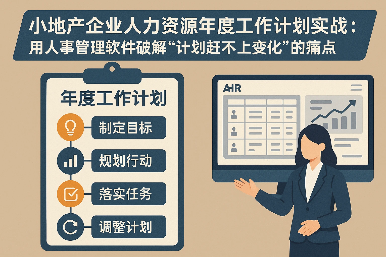 小地产企业人力资源年度工作计划实战:用人事管理软件破解“计划赶不上变化”的痛点