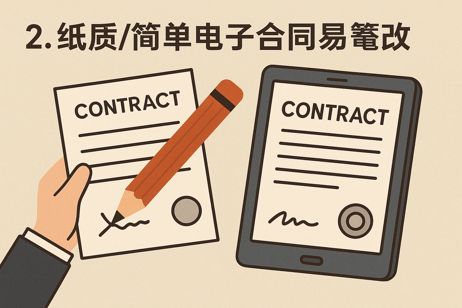2. 纸质/简单电子合同易篡改