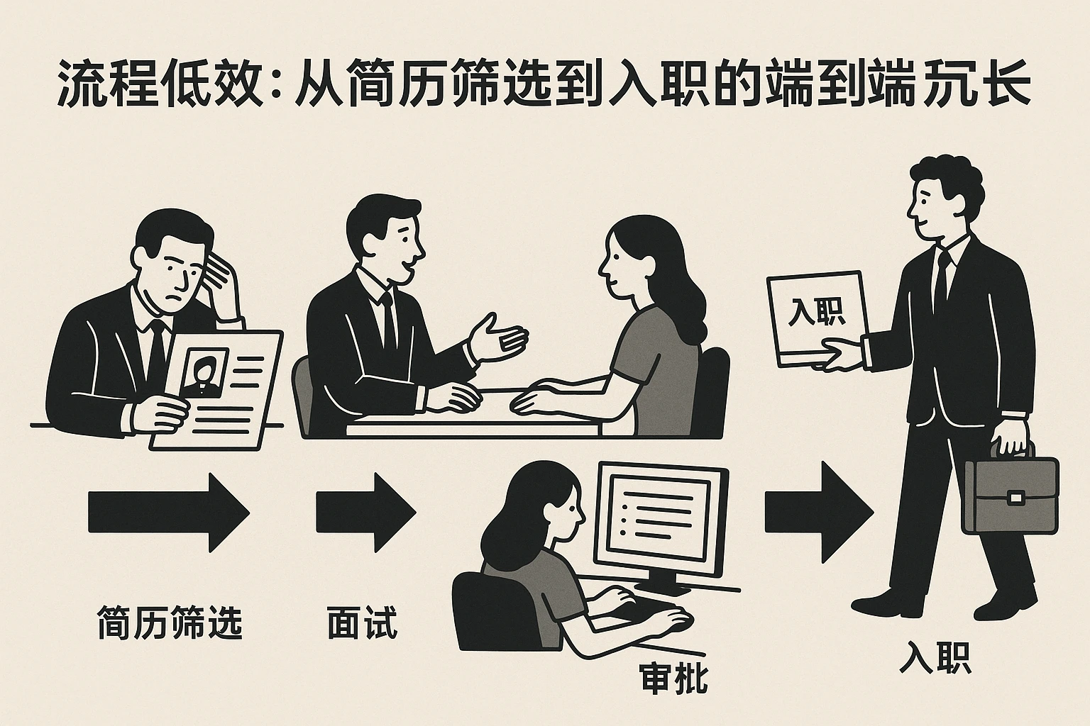 2. 流程低效:从简历筛选到入职的端到端流程冗长