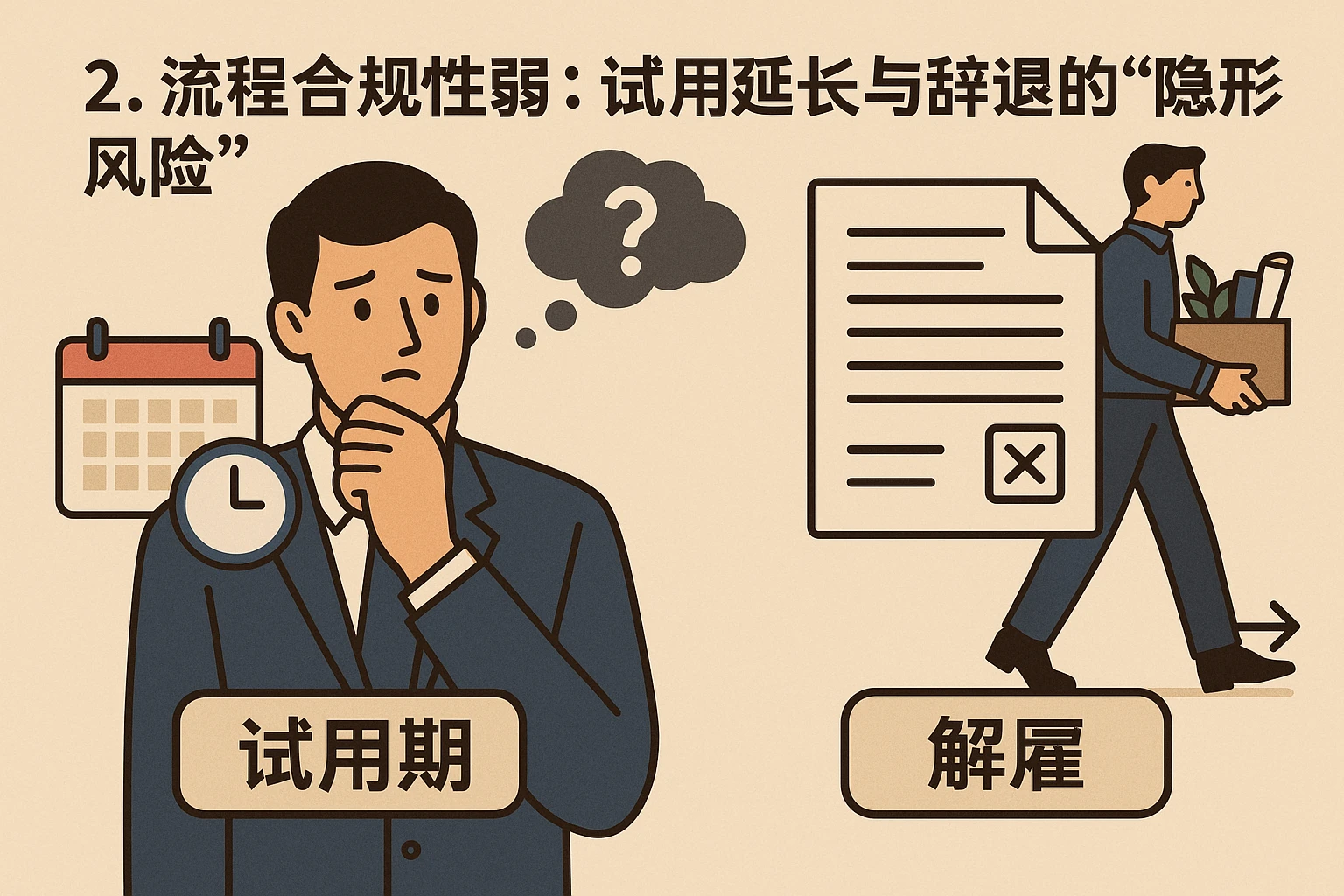 2. 流程合规性弱：试用延长与辞退的“隐形风险”