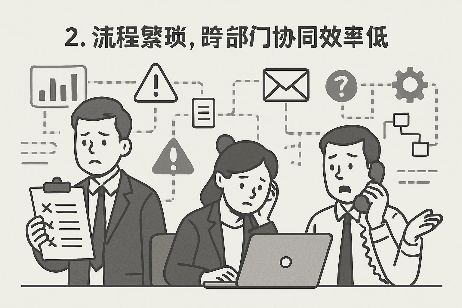 2. 流程繁琐,跨部门协同效率低