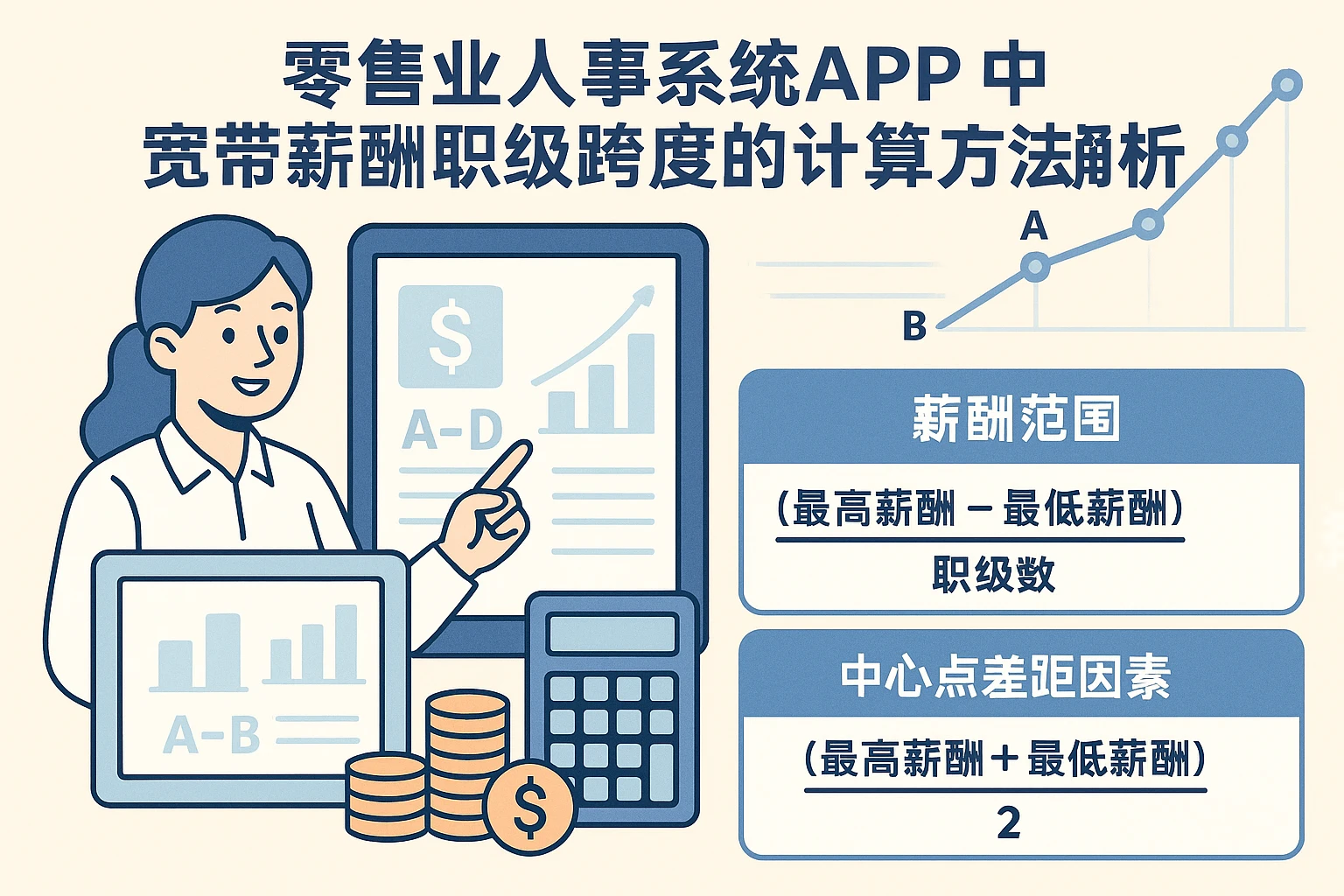 零售业人事系统APP中宽带薪酬职级跨度的计算方法解析