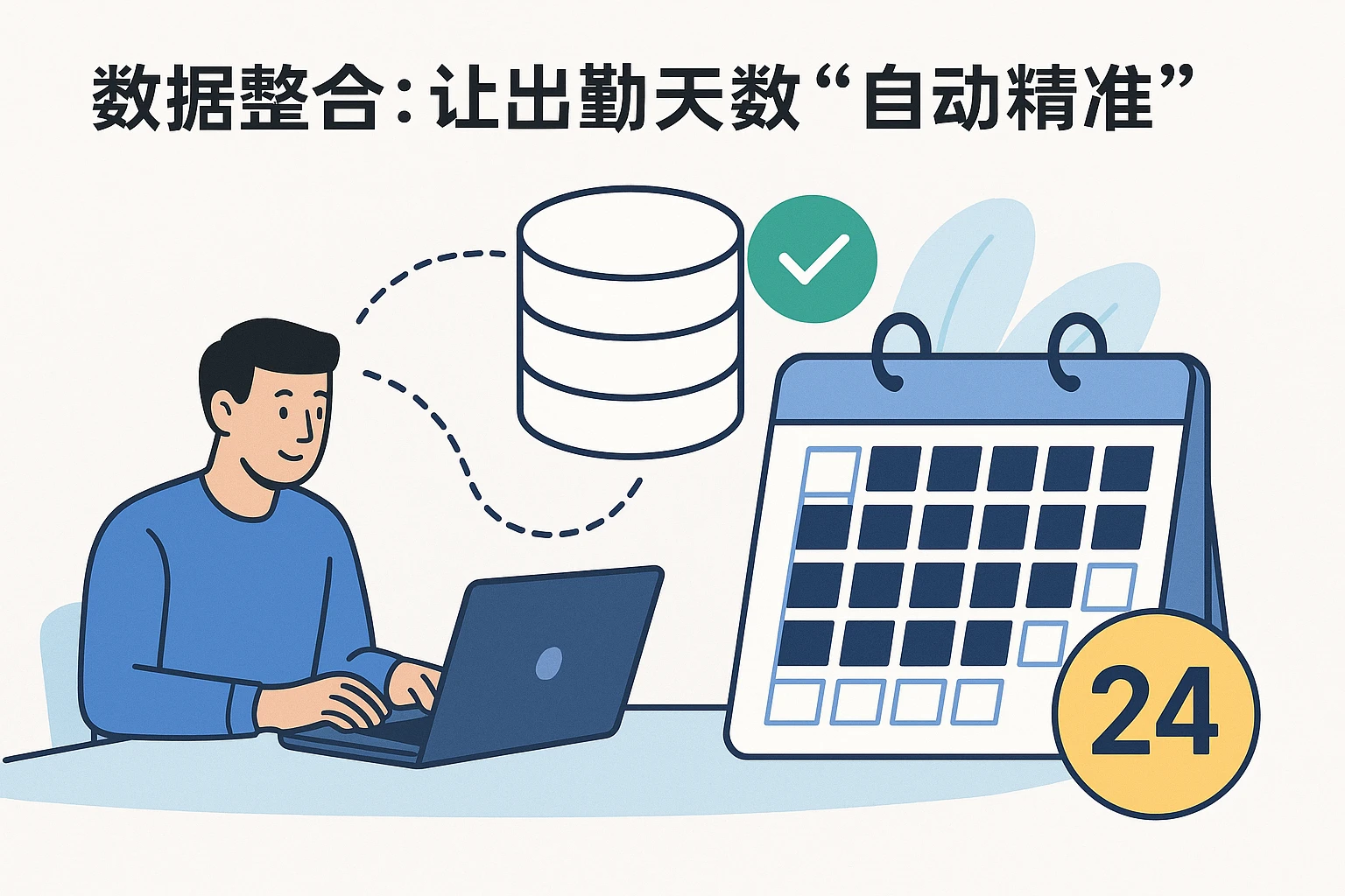 2. 数据整合：让出勤天数“自动精准”