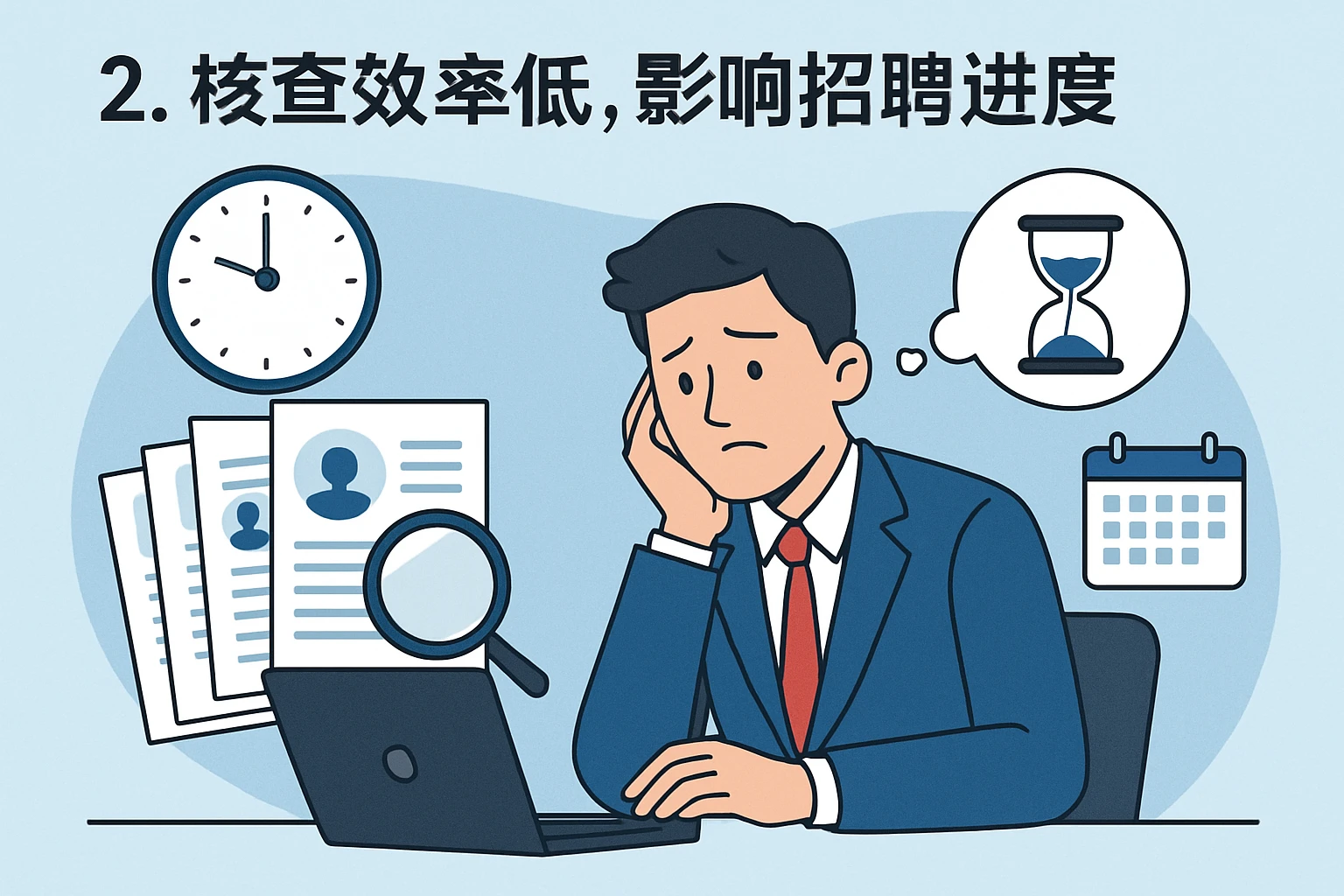 2. 核查效率低,影响招聘进度