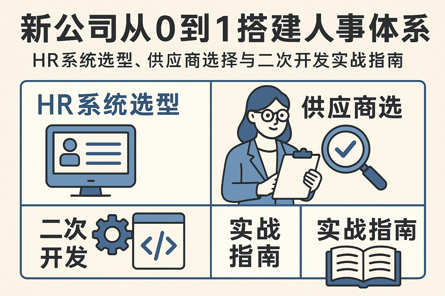新公司从0到1搭建人事体系：HR系统选型、供应商选择与二次开发实战指南