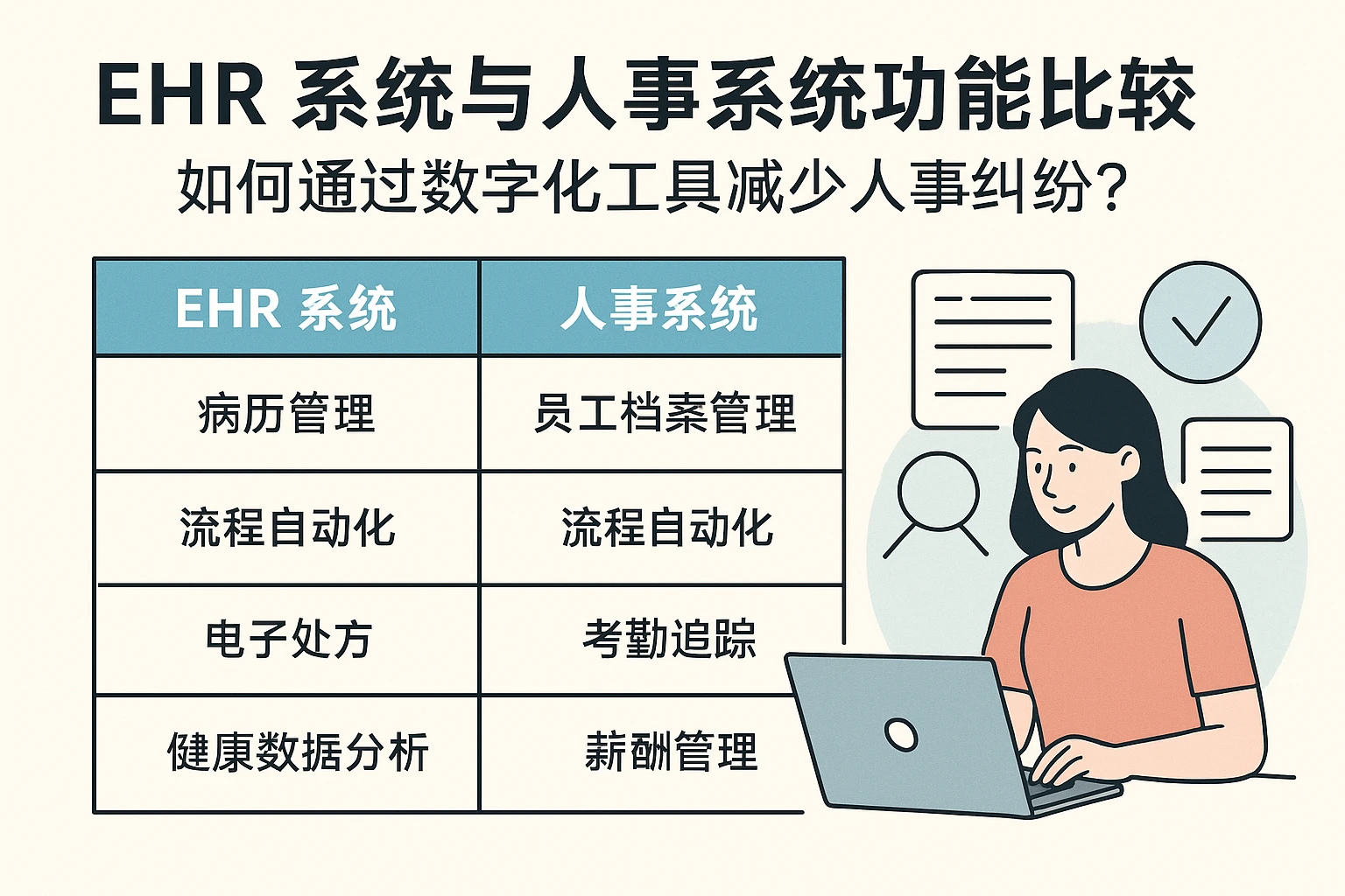 EHR系统与人事系统功能比较：如何通过数字化工具减少人事纠纷？