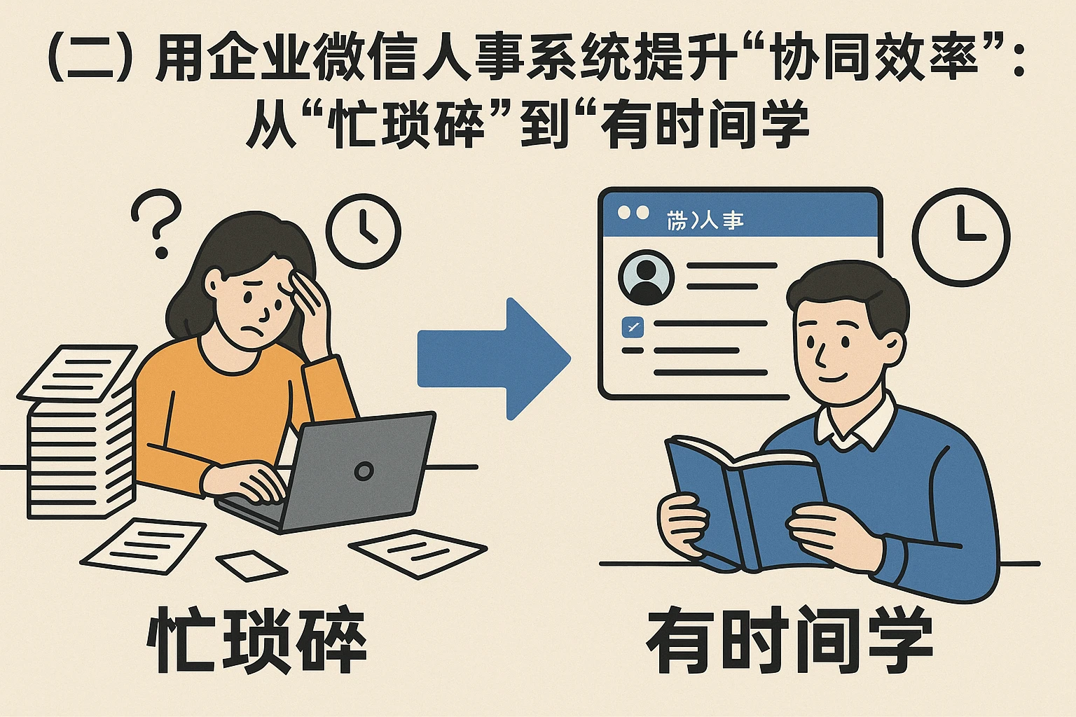 (二)用企业微信人事系统提升“协同效率”:从“忙琐碎”到“有时间学”