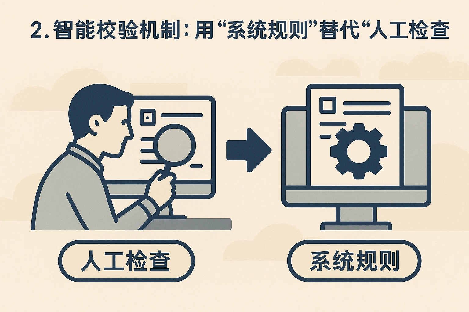 2. 智能校验机制:用“系统规则”替代“人工检查”