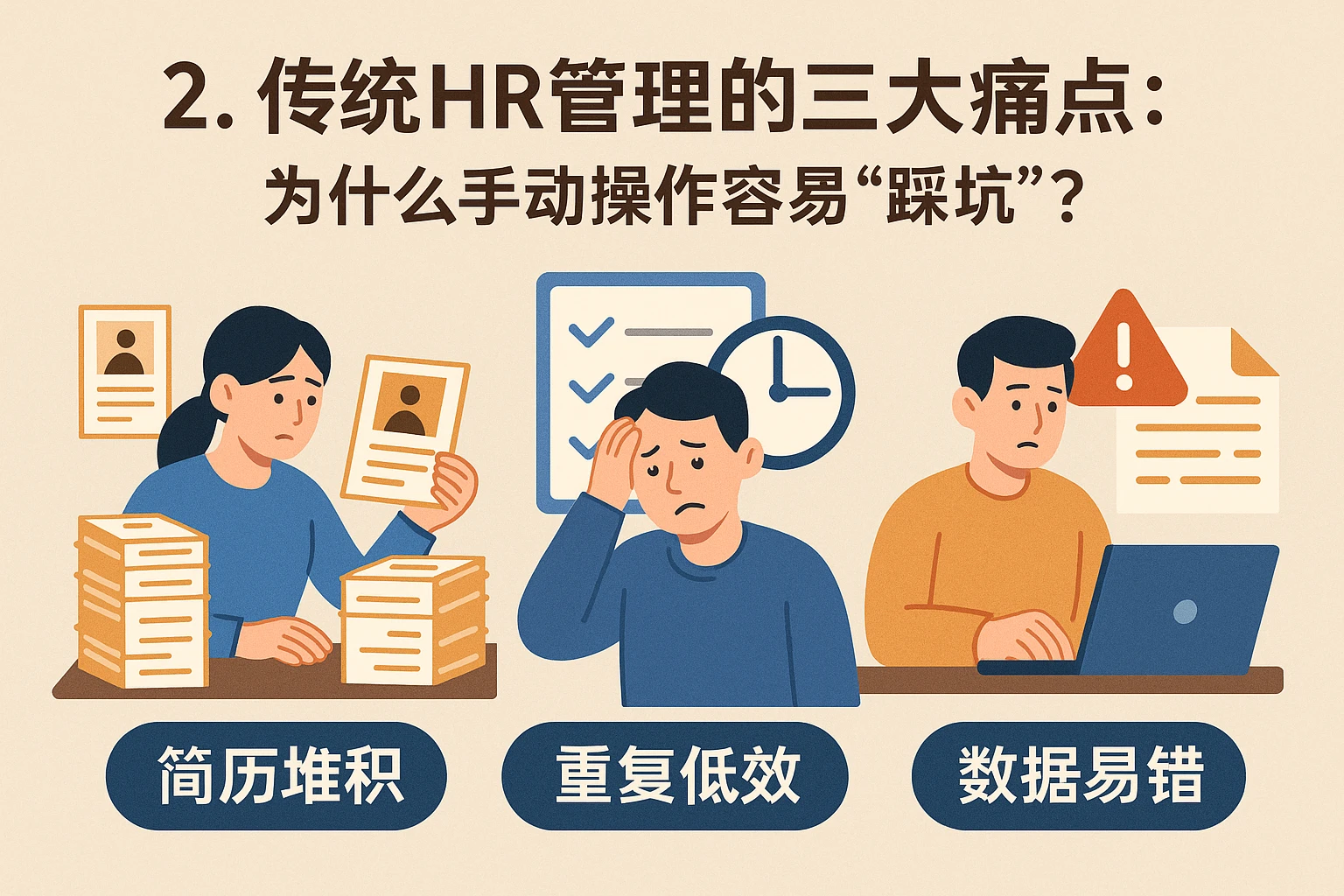 2. 传统HR管理的三大痛点:为什么手动操作容易“踩坑”?