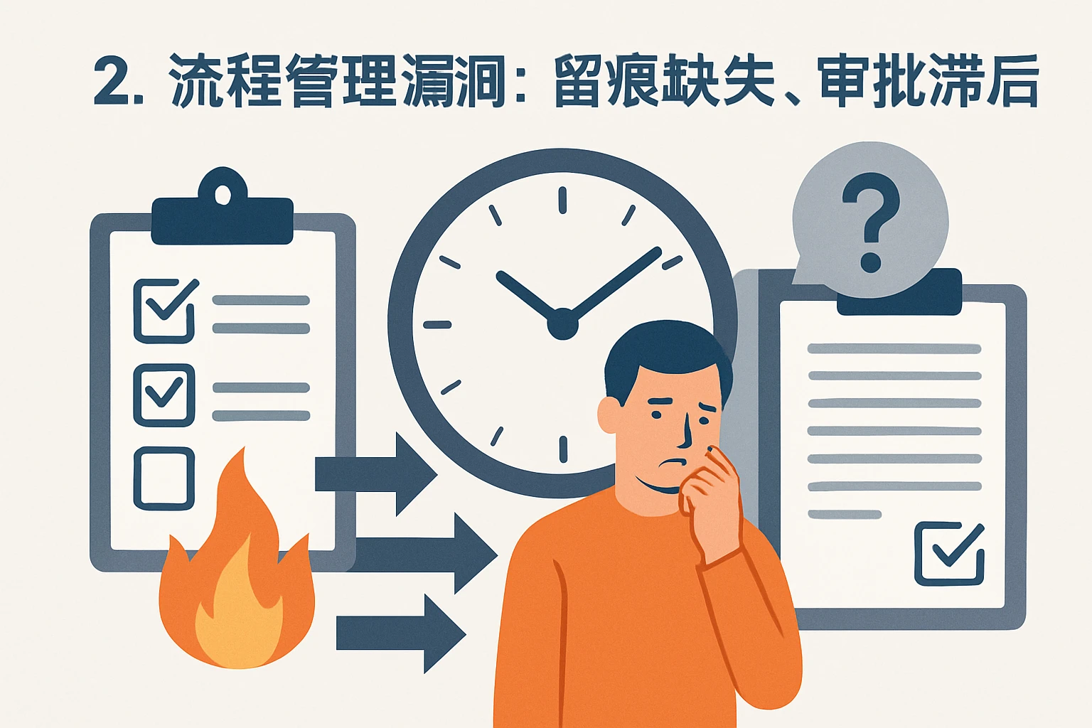 2. 流程管理漏洞:留痕缺失,审批滞后