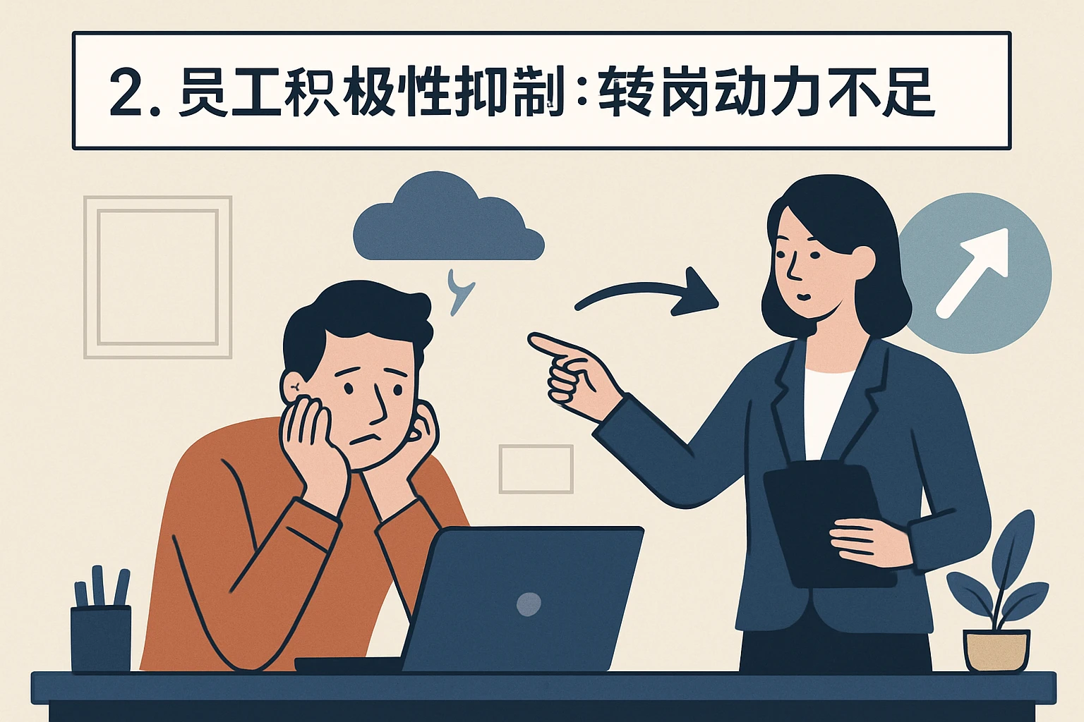 2. 员工积极性抑制:转岗动力不足