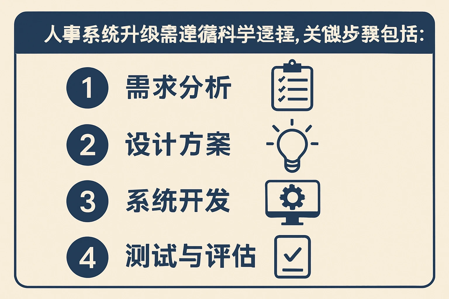 人事系统升级需遵循科学逻辑,关键步骤包括: