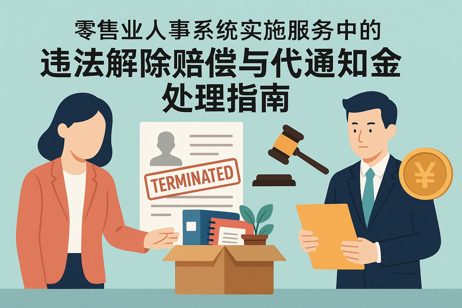 零售业人事系统实施服务中的违法解除赔偿与代通知金处理指南