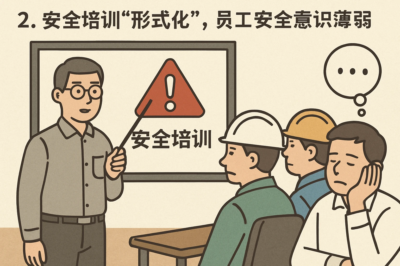 2. 安全培训“形式化”，员工安全意识薄弱