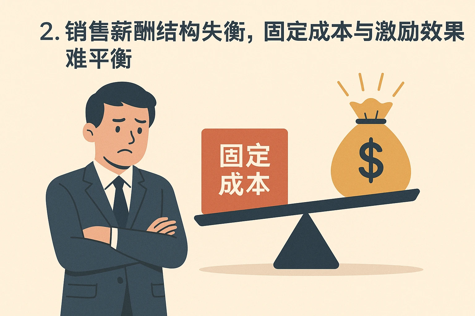 2. 销售薪酬结构失衡，固定成本与激励效果难平衡