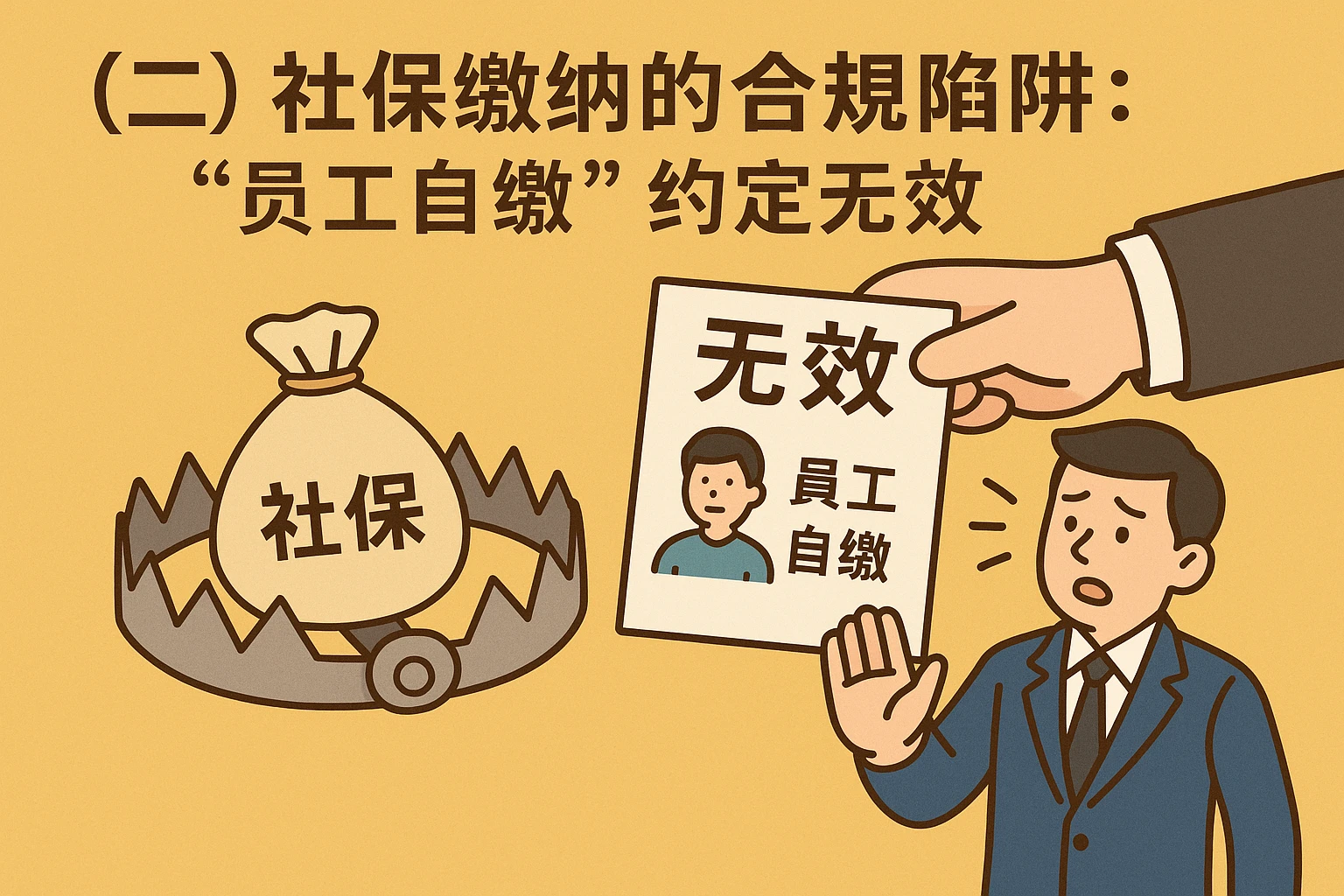 (二)社保缴纳的合规陷阱:“员工自缴”约定无效