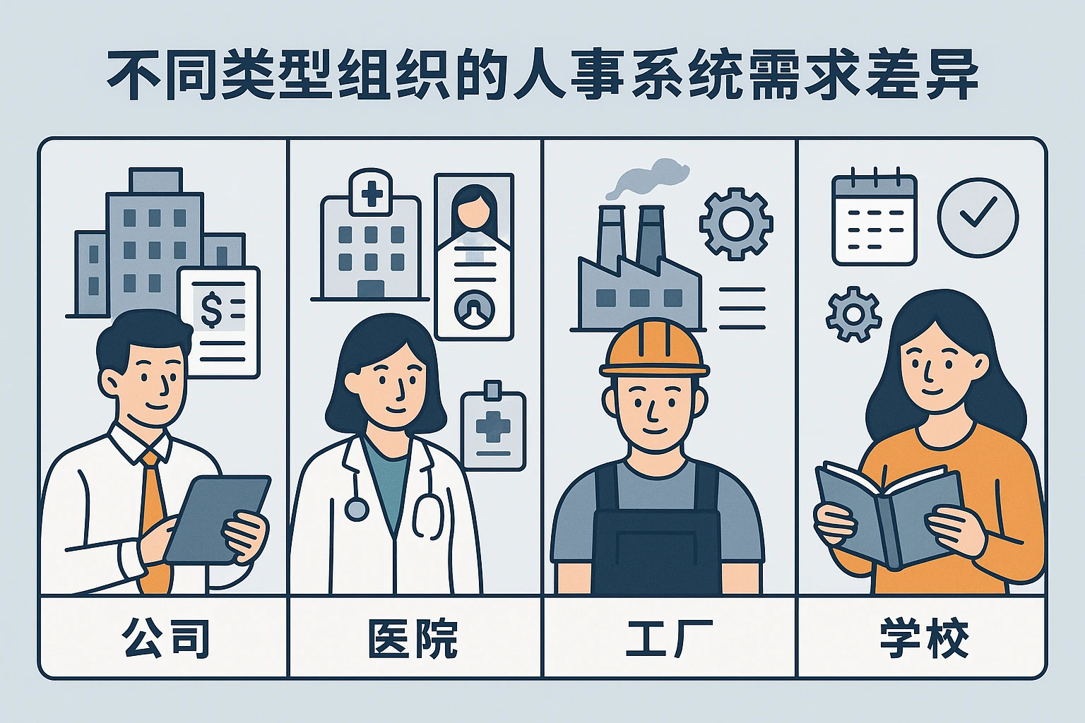 不同类型组织的人事系统需求差异