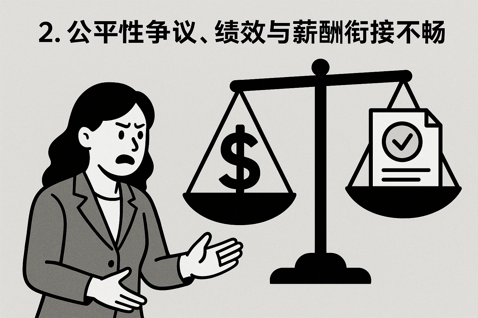 2. 公平性争议，绩效与薪酬衔接不畅