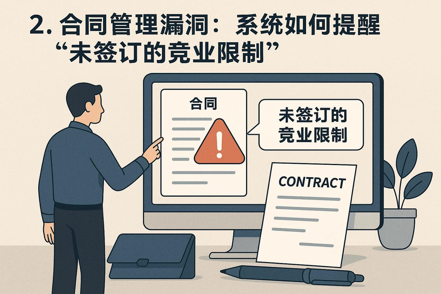 2. 合同管理漏洞：系统如何提醒“未签订的竞业限制”？