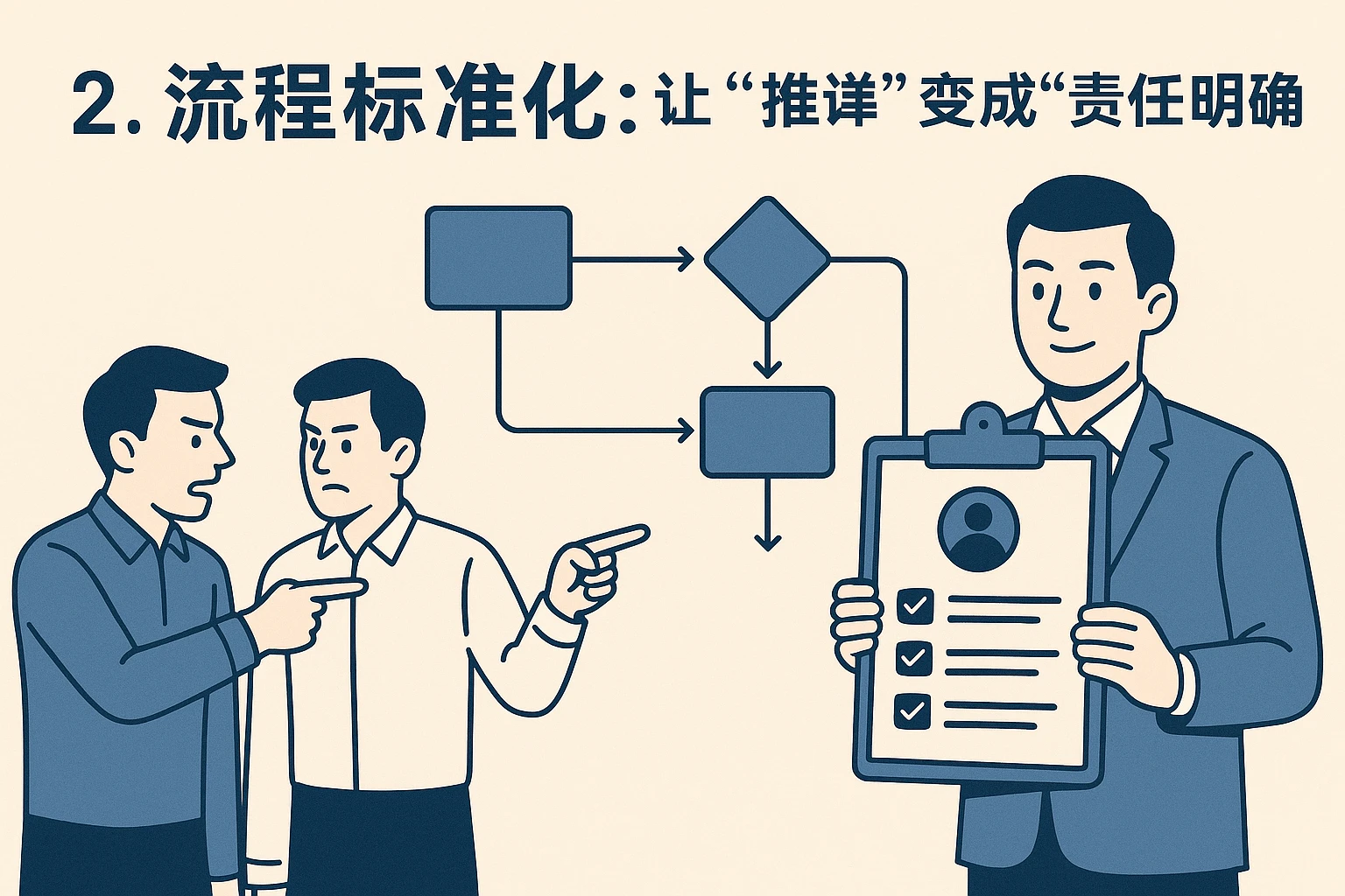 2. 流程标准化:让“推诿”变成“责任明确”