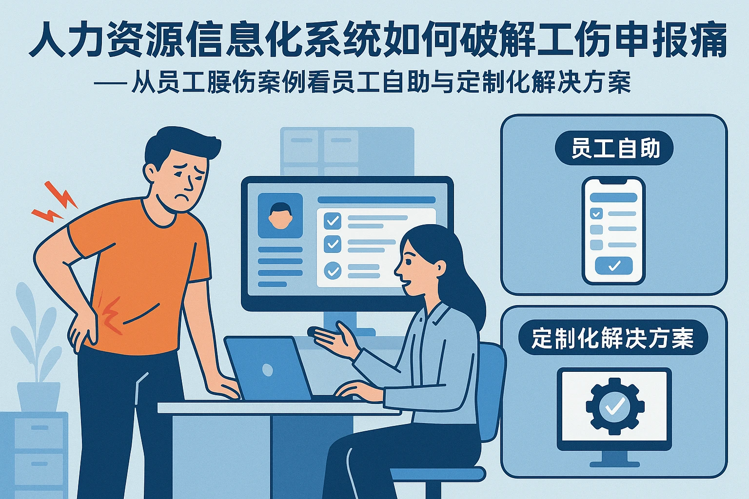 人力资源信息化系统如何破解工伤申报痛点——从员工腰伤案例看员工自助与定制化解决方案