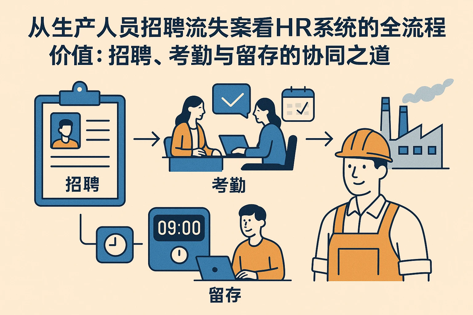 从生产人员招聘流失案看HR系统的全流程价值:招聘、考勤与留存的协同之道