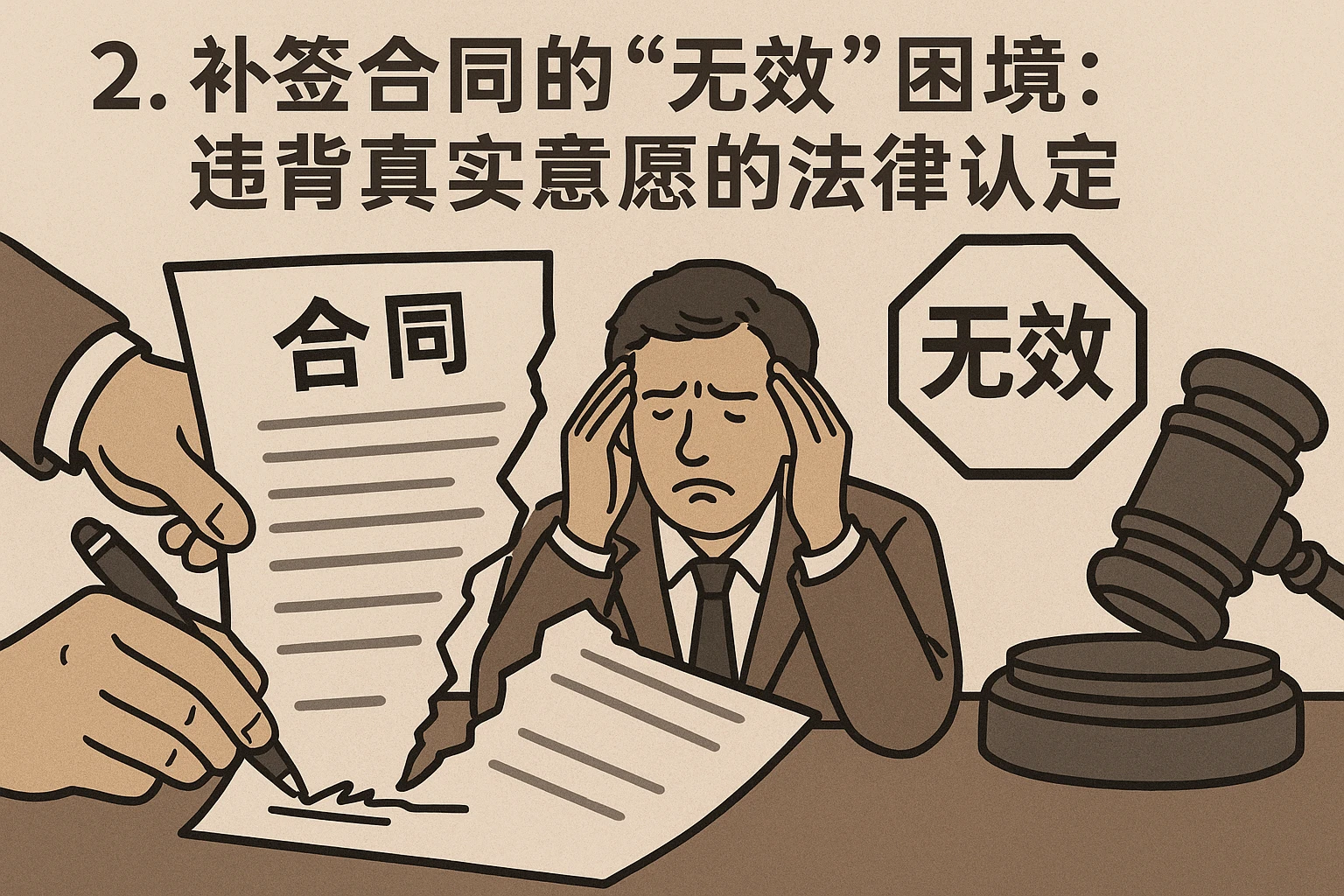2. 补签合同的“无效”困境:违背真实意愿的法律认定