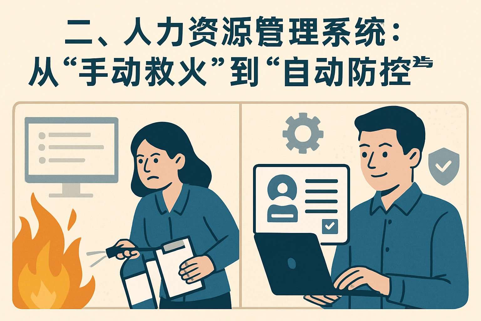 二、人力资源管理系统：从“手动救火”到“自动防控”