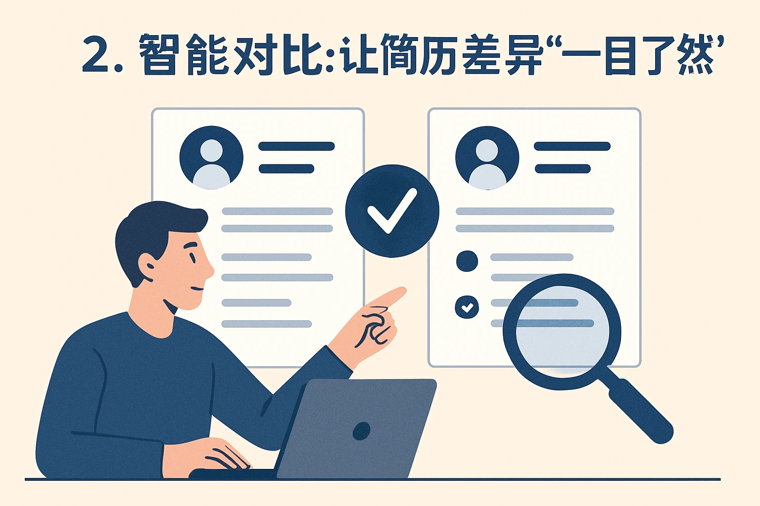 2. 智能对比：让简历差异“一目了然”