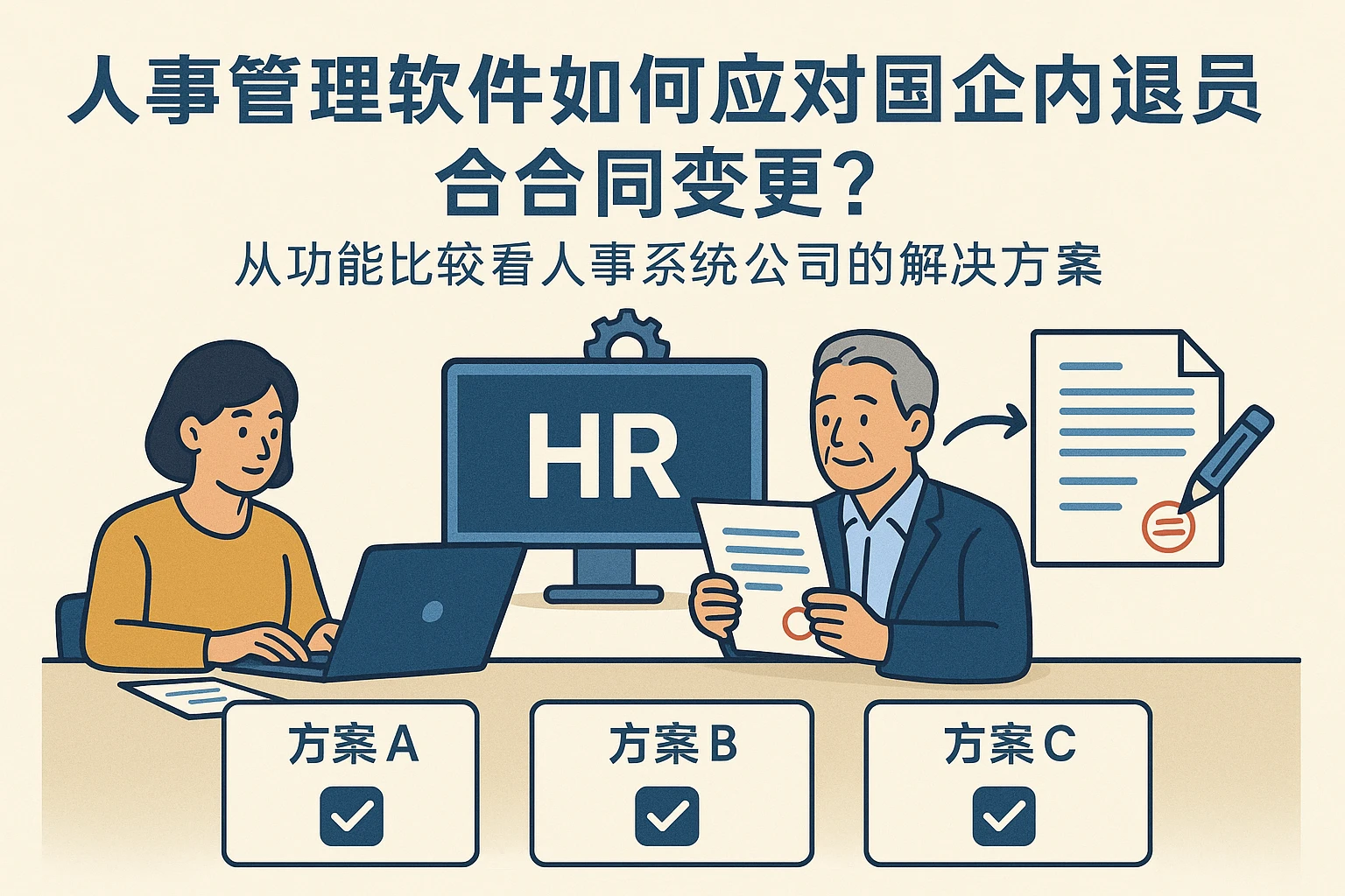 人事管理软件如何应对国企内退员工合同变更？从功能比较看人事系统公司的解决方案
