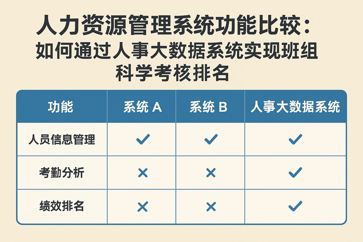 人力资源管理系统功能比较:如何通过人事大数据系统实现班组科学考核排名
